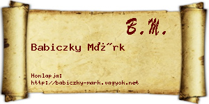 Babiczky Márk névjegykártya